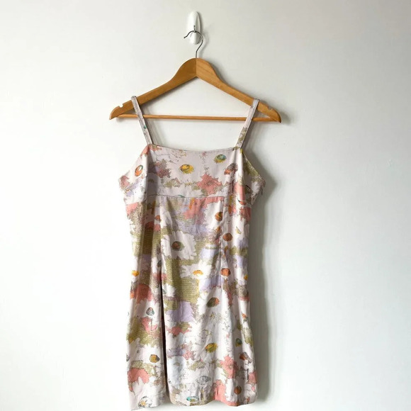 Urban Outfitters Floral Satin Slip Mini Dress Cutout Back Size  Large - Picture 1 of 5